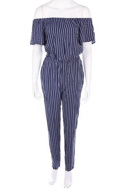 Fresh Made Jumpsuit Streifen Carmen Viskose S dunkelblau weiß