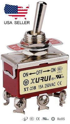 HEAVY DUTY DPDT ON-OFF-ON TOGGLE SWITCH 20A 125V, 15A 250V SCREW TERMINALS (23B)