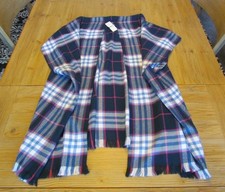 NWT Ann Taylor LOFT Women's Size XS/S Navy Blue Pink Plaid Poncho Sweater Wrap