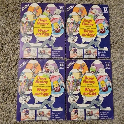 NEW 4 Vintage Easter Unlimited WRAP AN EGG 1984 Bugs Bunny Looney Tunes 48 Wraps