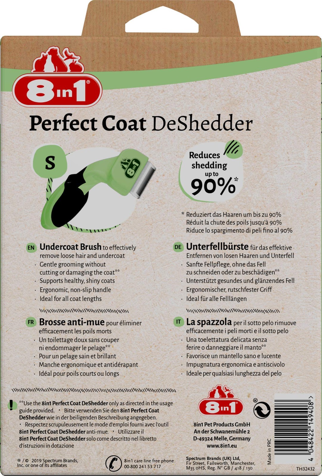 Coat DeShedder S Spazzola Sottopelo per Cani Piccoli Accessori Muta - green foto 2