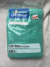 Vintage Gerber Crib Sheet 100% Cotton Fits 28" x 52" Mattress Teal Stretch Ends
