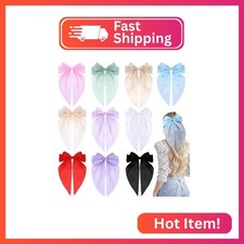 10 PCS Big Hair Bows for Women Girls,TOKUFAGU Large Hair Ribbon Bow Barrette Cli