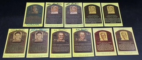 Yellow Hall Of Fame Plaque Postcard Signed/Auto Lot (11) Hubbell/Mize ZJ17898