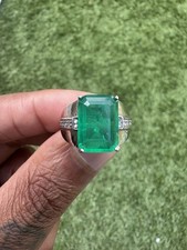 Natural Emerald Look Gemstone Ring 925 Sterling Silver