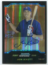 2004 Bowman Chrome Jon Knott 1st Rookie Gold Refractor Autograph #350 SD Padres