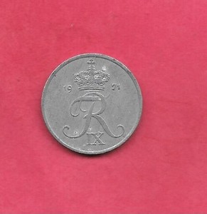 DENMARK DANISH KM840.2 1971 VF-VERY FINE CIRCULATED 2 ORE OLD VINTAGE ZINC COIN