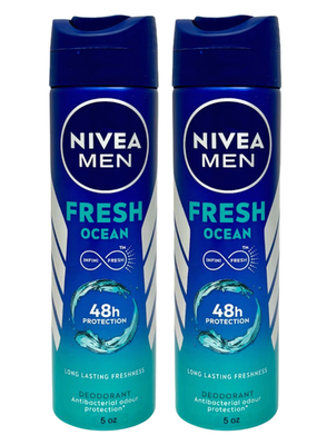 2 Pack Nivea Men Fresh Ocean Antibacterial Deodorant Spray 48H