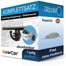 Für Fiat 500e Fließheck 10.20- TOWCAR Anhängerkupplung abnehmbar + 7polig E-Satz