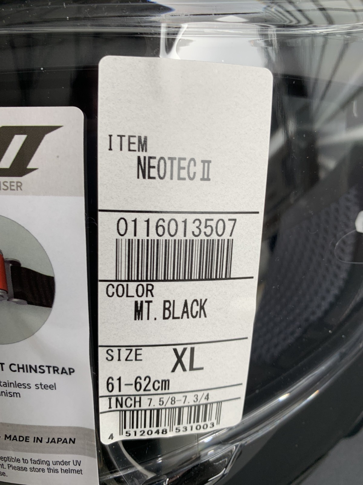 Shoei NEOTECH II Motorcycle Helmet Size: XL Color: Matte Bla