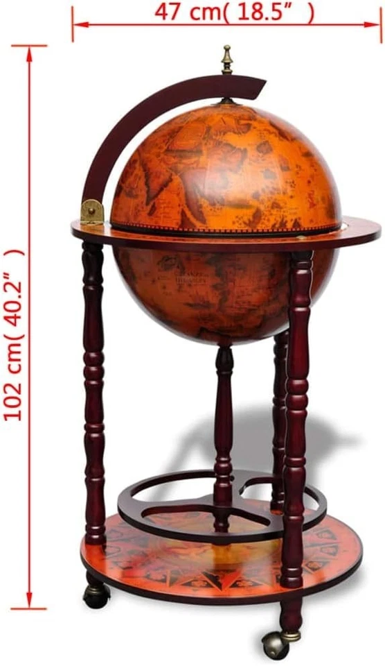 Vintage Globe Bar Drinks Cabinet with Bottle & Glass Rack | Floor Standing - Image 3 of 4