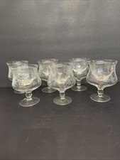 Vintage Etched Glass Footed Shrimp Cocktail / Dessert Coupe with Floral Wheel-Cut Design — listing 4
