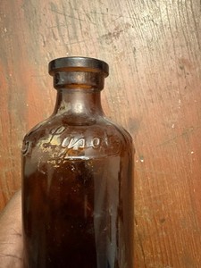 Antique Vintage Lysol Amber 4" Glass Bottle Bloomfield NJ Embossed Pre-owned 
