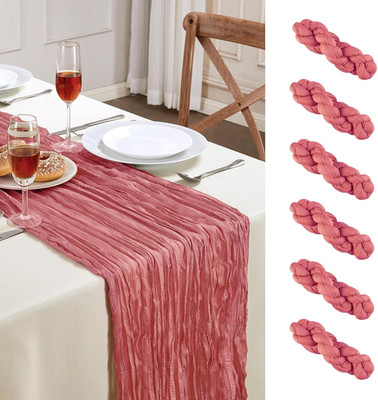 6 Pack Rose Cheesecloth Table Runner 10FT Long Easter Spring Boho Gauze Table Ru