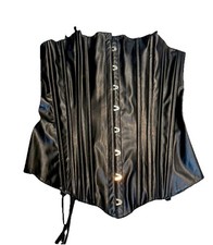 Allure Lingerie Black Faux Leather Corset Top Size S Gothic Lace Up