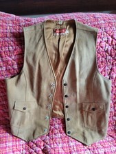 Vintage LEVIS SUEDE Cowhide Leather Vest Men L Street Cowboy Western Orange Tag