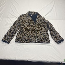Chico's Leopard Print Jacquard Moto Jacket Size 1 8/10 great condition