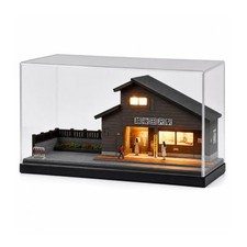 Bahnhof-Diorama mit Staubschutzhaube realistisch f&uuml;r Schreibtisch, Modellbauer