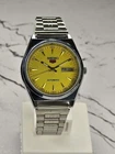 Vintage Automatic Seiko Refurbished Yellow Dial Day / Date Men's Wrist Watch SS