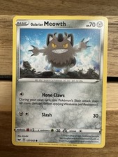 Galarian Meowth 127/202 trading card from the Pokémon Sword & Shield base set