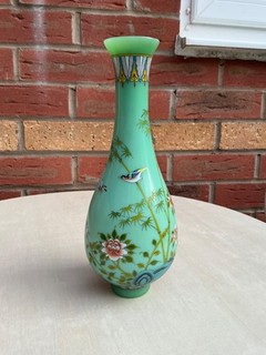 antique / vintage Chinese enamelled Peking glass vase
