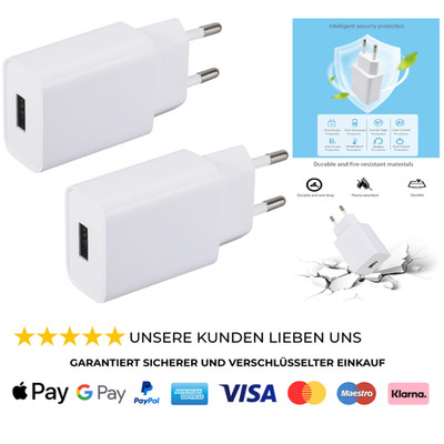 2er Pack USB Netzteil 5V 2A Ladegerät Stecker Steckdosenadapter kompat