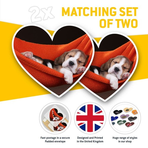 2 x Heart Stickers 15 cm - Cute Sleeping Beagle Puppy Dogs Pets #8432 - 第 2/8 張圖片