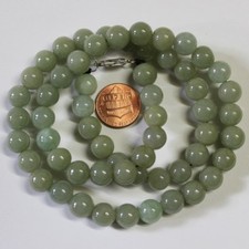 Gemstone 100 Natural Grade A Jade Jadeite Light Green Beads Necklace 21" N197