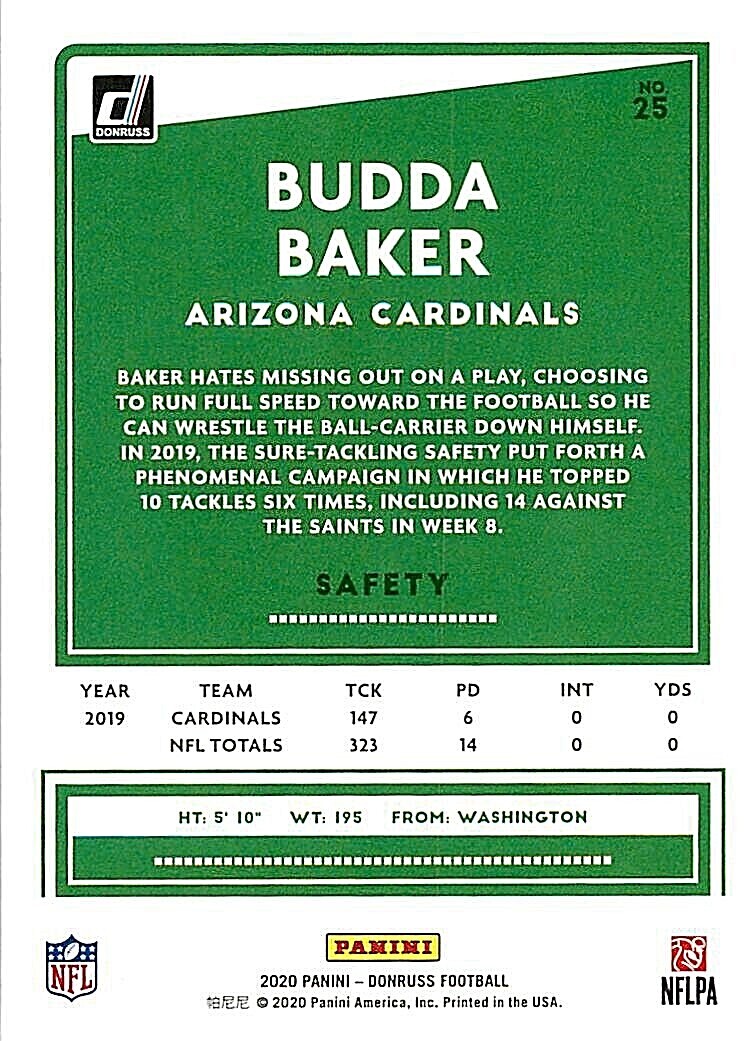 2020 Donruss Press Proof Blue #25 Budda Baker CARDINALS | eBay