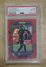 2022 Prizm Justin Tucker RED WAVE #26 NM-MT 8 PSA 130/149 Ravens Football Card