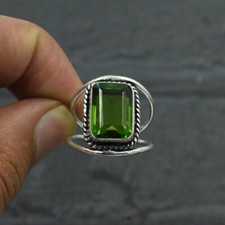 Peridot Solid 925 Sterling Silver Beautiful Statement Lovely Ring All Size M1315