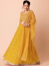Stylish Look Georgette Yellow Lehenga Choli And Dupatta For Wedding And Party