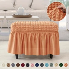 Ottoman Cover Rectangular Storage Ottoman Slipcovers with Skirt Stretch Covers