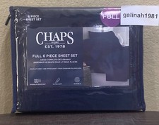 CHAPS by Ralph Lauren 6-piece Full Sheet Set Sheets  4 Pillowcases Navy Blue