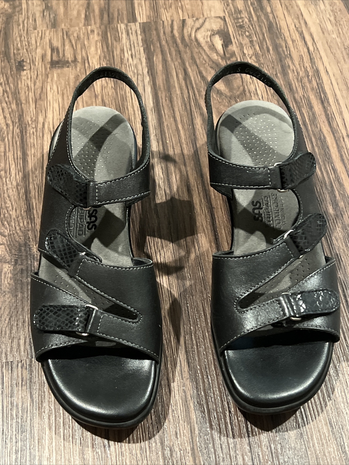 SAS Leather Sandals Women's Size 8.5 S Black Slingback Strappy Open Toe USA eBay