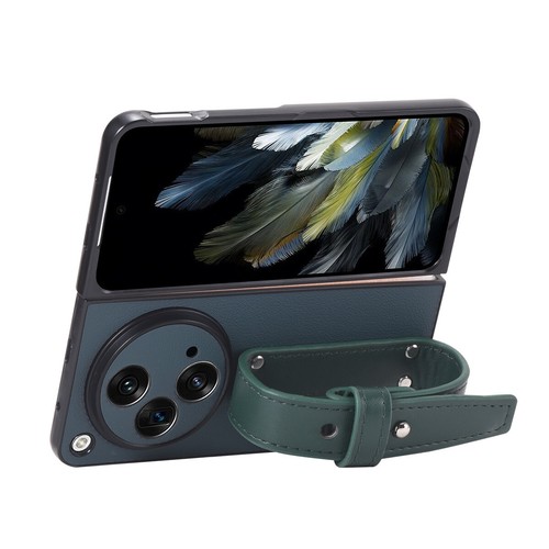 For OnePlus Open Slim PU Leather Shockproof with Wrist band Kickstand Case Cover - Zdjęcie 4 z 27