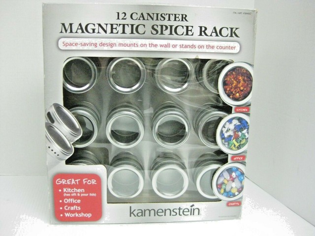 Kamenstein 12 Canisters Magnetic Spice Rack Mounts On Wall Or Free Standing For Sale Online