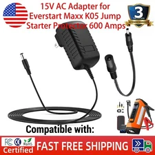 15V AC Adapter for Everstart Maxx K05 Jump Starter Protector 600 Amps Power Cord