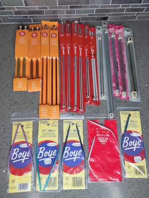 Lot of Knitting Needles Boye Bates Aero Bernat Circular Straight Metal Large lot