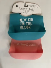 Bella Tunno Tots Silicone Pocket Baby Bibs LOT OF 2, NEW
