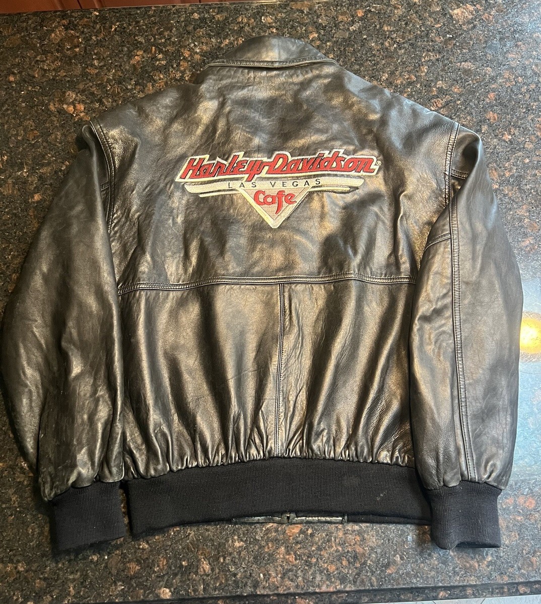 Vintage Harley Davidson Black Leather Las Vegas Cafe Motorcycle 