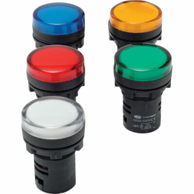 2 x Europa Components RAD 28mm LED Kontrollleuchte grün 230V IP65 weiß rot gelb
