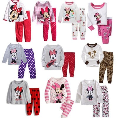 Kinder Jungen Mädchen Mickey Minnie Maus Pyjamas Set PJS Nachtwäsche Alter 1-7Y