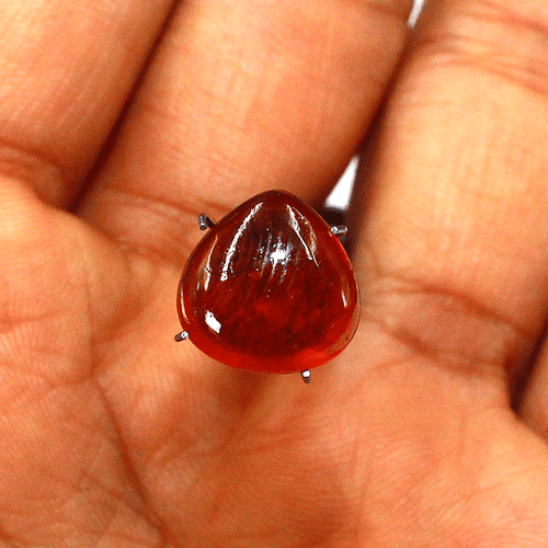 Certified 7.5 Cts Natural Spessartine Garnet 11mmx10.9mm Pear Cabochon Gemstone - Picture 3 of 12
