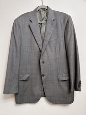 Canali 100 Wool Gray Windowpane Fully Lined 2 Button Sport Coat Jacket 46 Reg