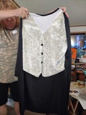 Dracula Vampire Halloween Costume Black W/ White Vest Adult One Size