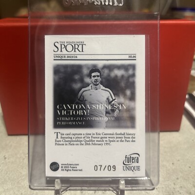 2023 Futera Unique World Football The Headliners Relics Sapphire /9 Eric Cantona