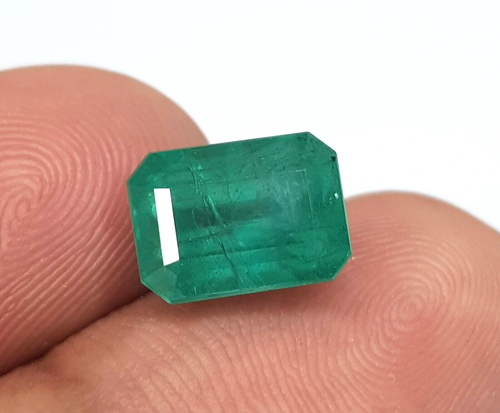 Piedra preciosa suelta facetada octágono esmeralda 10X7 mm 4,15 quilates corte vivo - Imagen 2 de 7