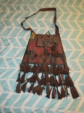 Antique West African Goat Leather Cross body Bag/Satchel Nigeria w/Tags
