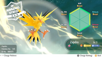 Shiny Zapdos 6IV - Pokemon X/Y OR/AS S/M US/UM Let's Go Sword/Shield